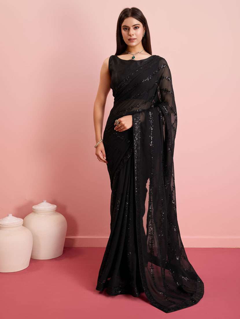 women black embellished saree with blouse