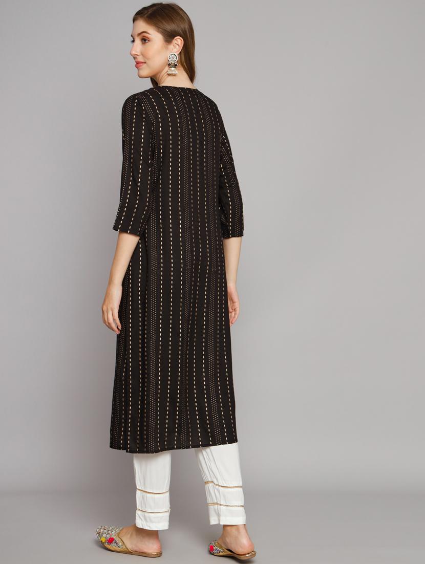 women stripes printed kurta pant set - 21398858 - Standard Image - 2