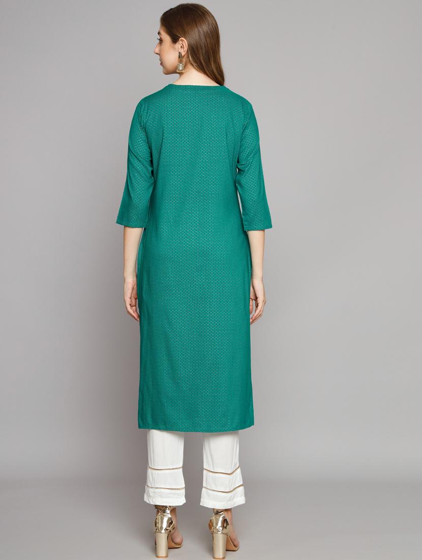 women three quarter sleeve embroidered kurta palazzo set - 21398873 - Standard Image - 2