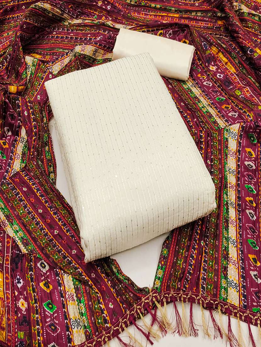 women embroidered unstitched suit set