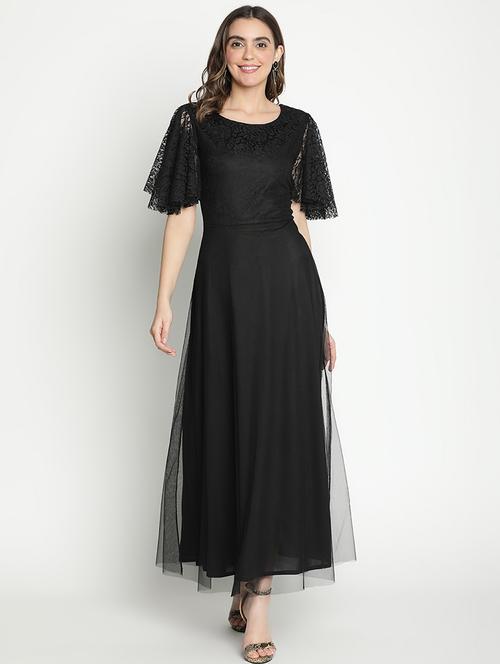 black self-designed fit & flare dress - 21399306 -  Standard Image - 0