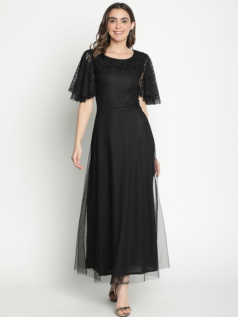 black self-designed fit & flare dress - 21399306 -  Zoom Image - 0