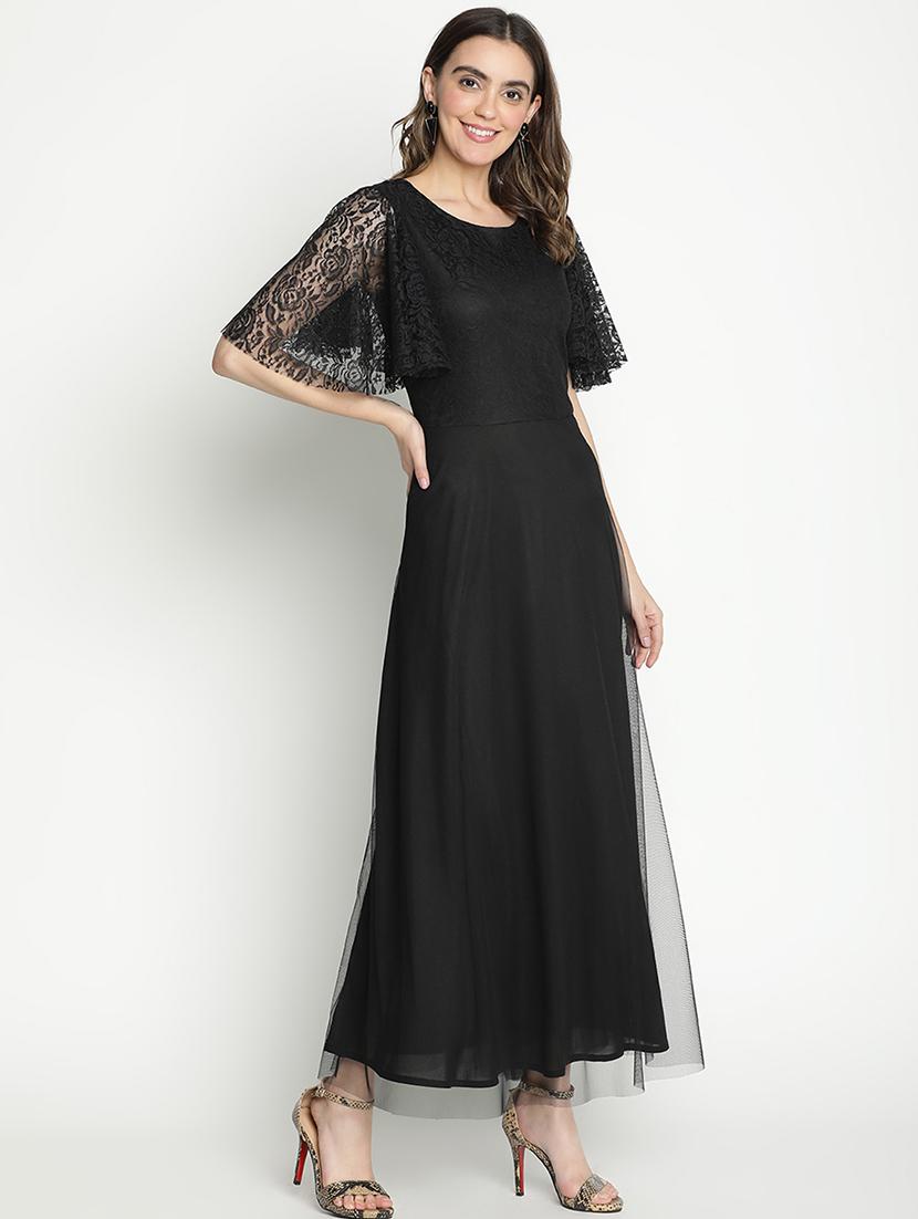 black self-designed fit & flare dress - 21399306 - Standard Image - 2