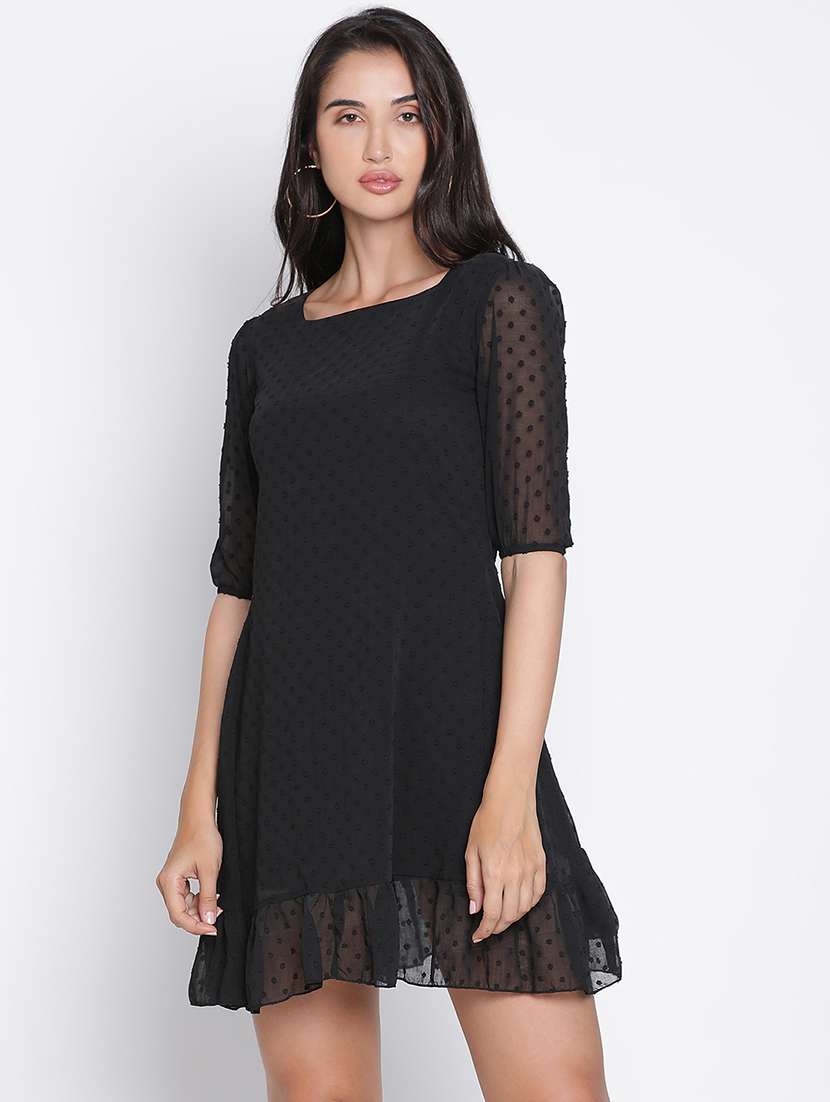 black self-designed a-line dress