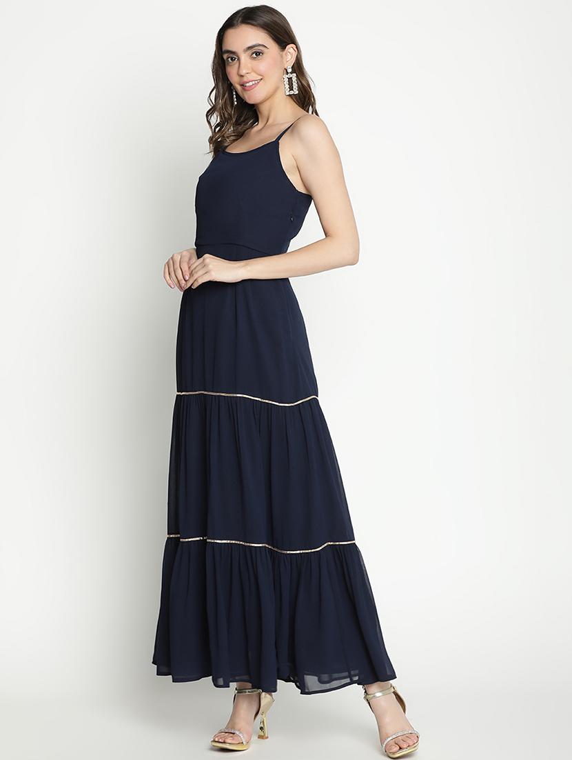 navy blue solid tiered dress - 21399335 - Standard Image - 2