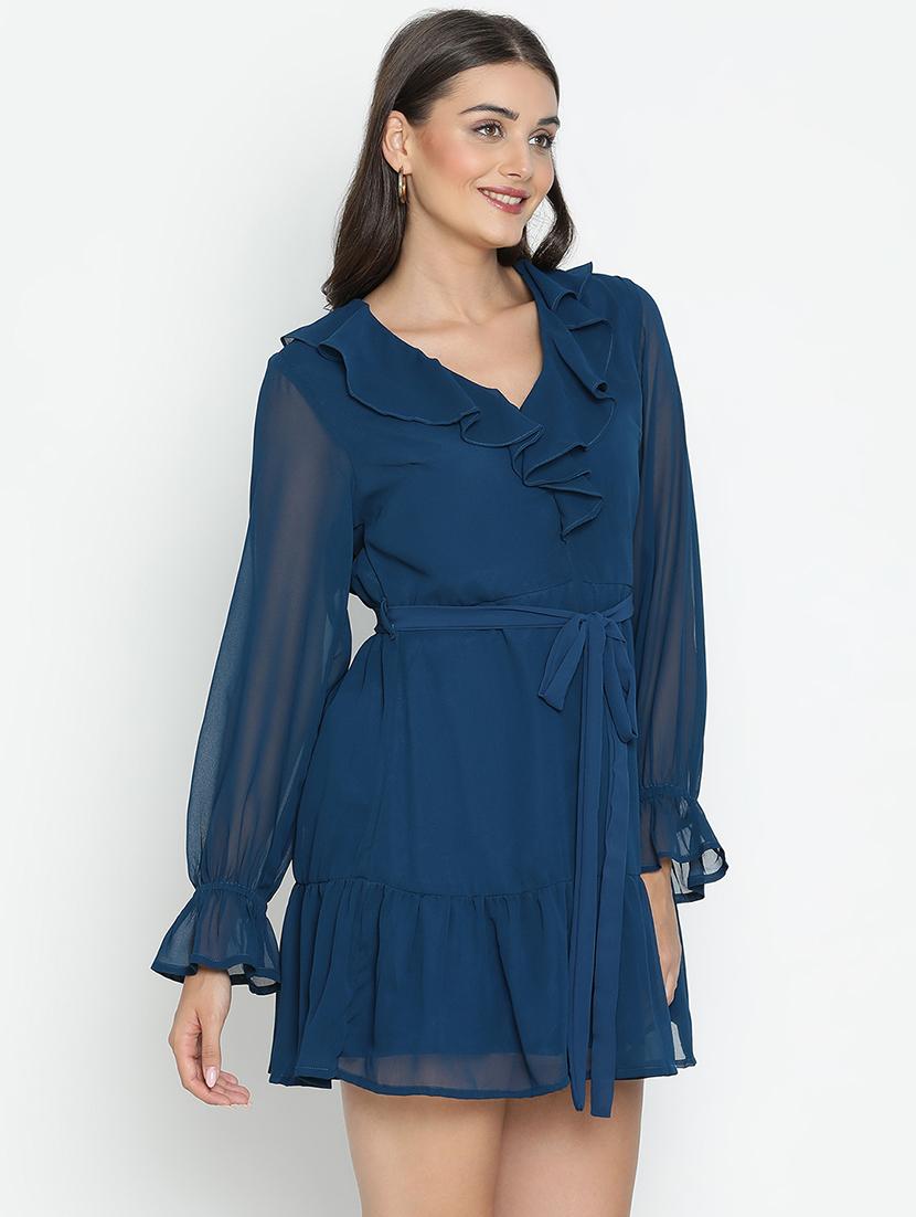 blue solid tiered dress - 21399340 - Standard Image - 2