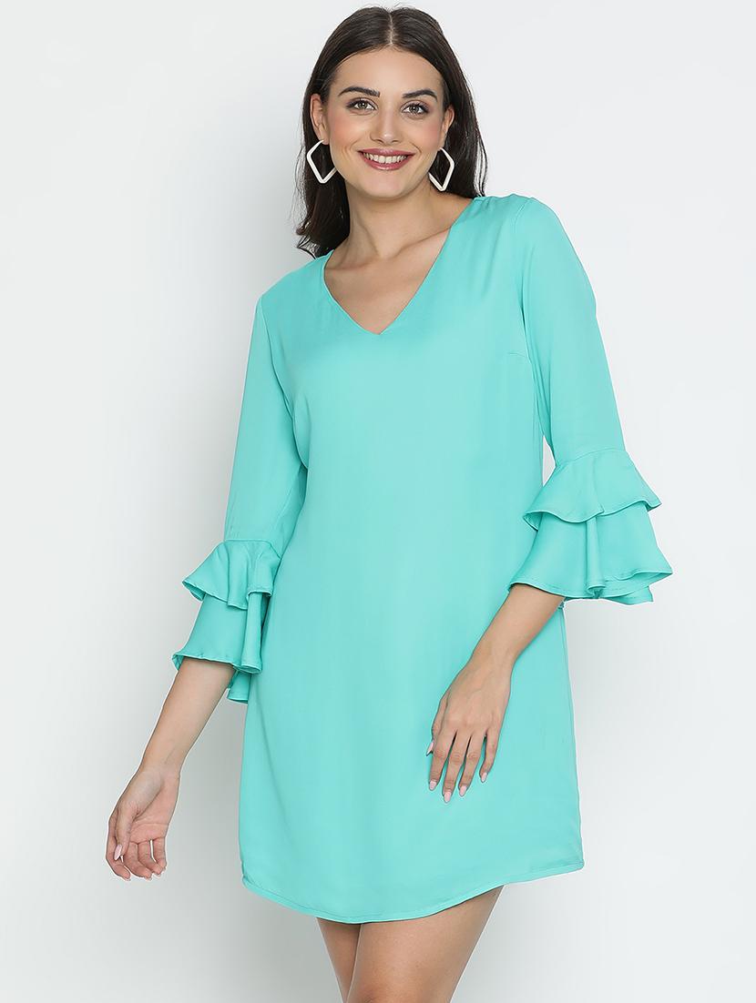 blue polyester a-line dress - 21399341 -  Zoom Image - 0