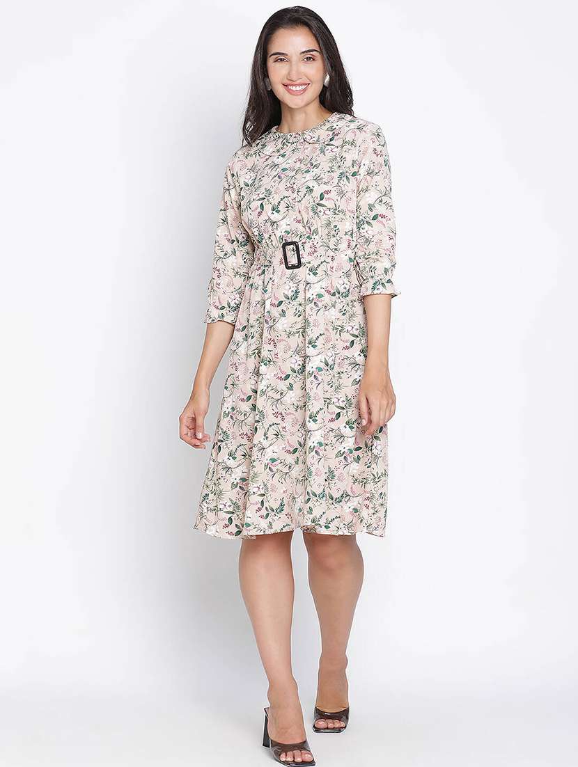 multicolored floral printed fit & flare dress - 21399350 - Zoom Image - 0