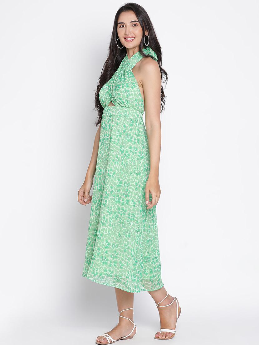 women green polyester a-line dress - 21399357 - Standard Image - 2