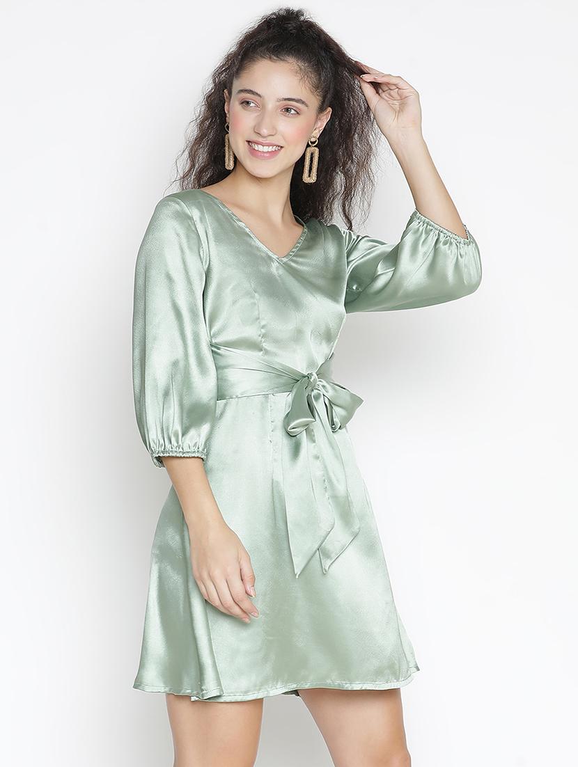 neo mint solid fit & flare dress - 21399362 - Standard Image - 2