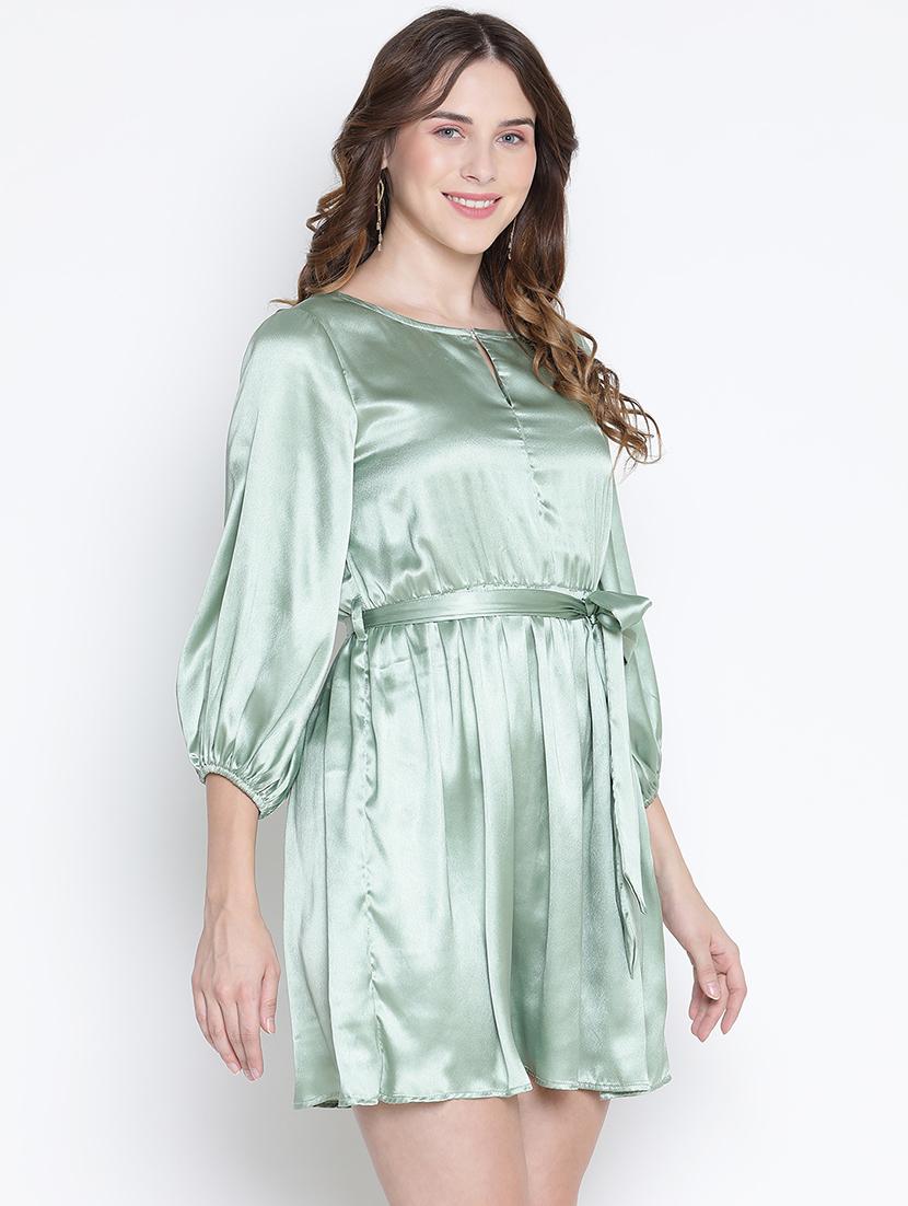 neo mint solid fit & flare dress - 21399367 - Standard Image - 2