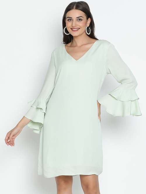 neo mint solid fit & flare dress - 21399374 - Standard Image - 0