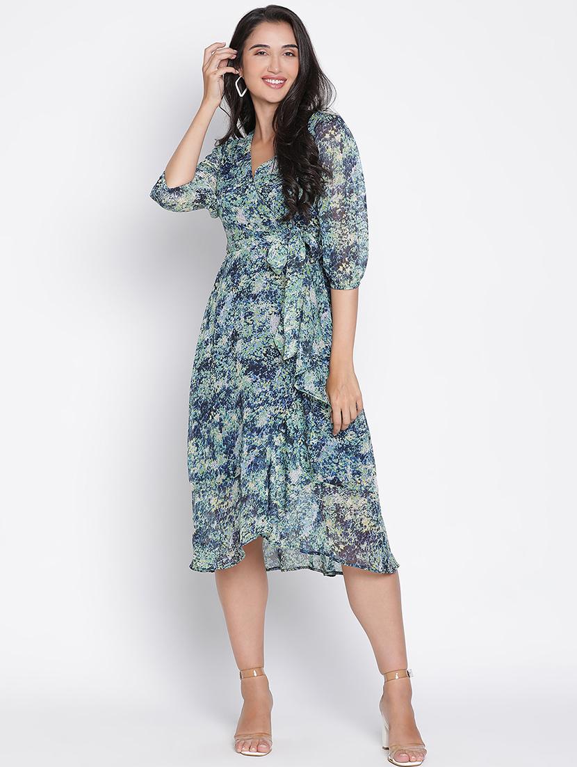 women blue polyester a-line dress - 21399398 - Zoom Image - 0