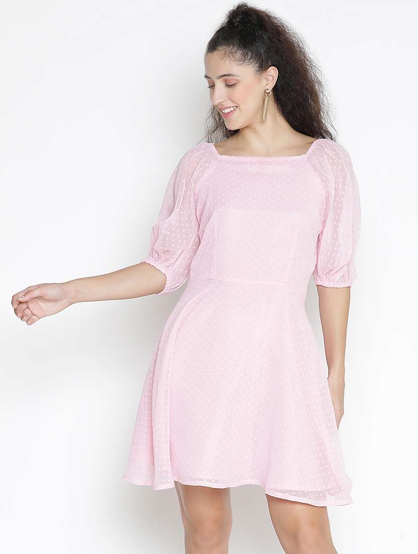 women rosewater polyester a-line dress