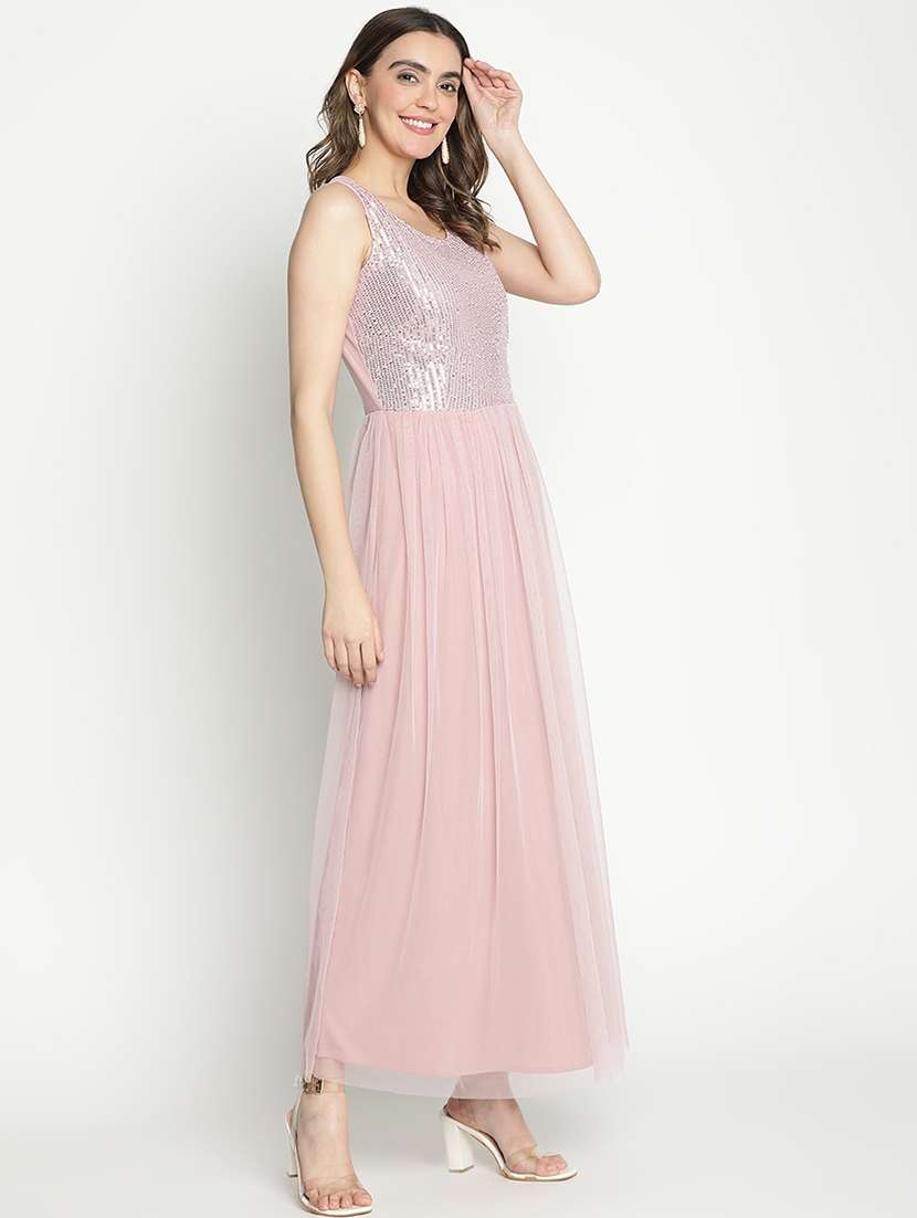 women pink polyester fit & flare dress - 21399409 -  Standard Image - 2