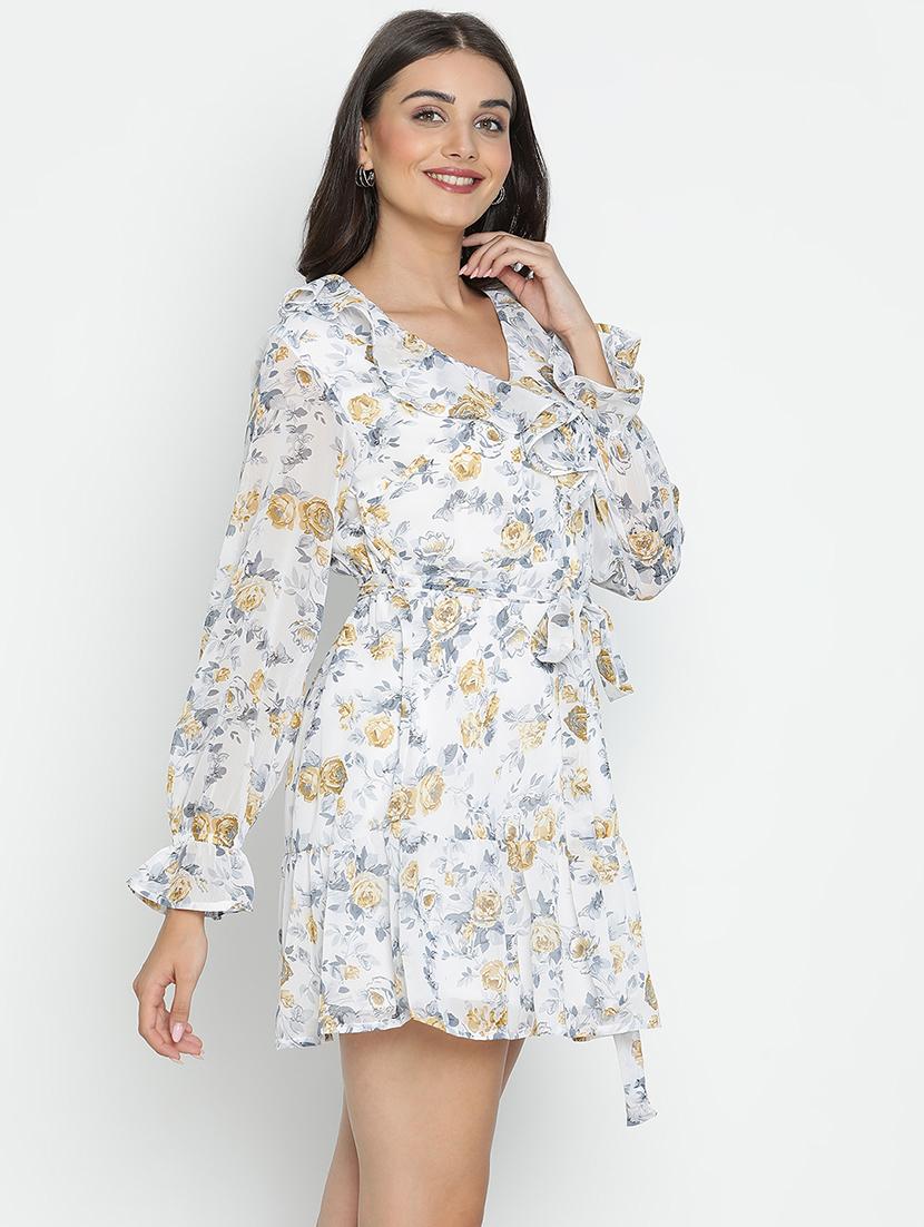 women white polyester fit & flare dress - 21399435 - Standard Image - 2