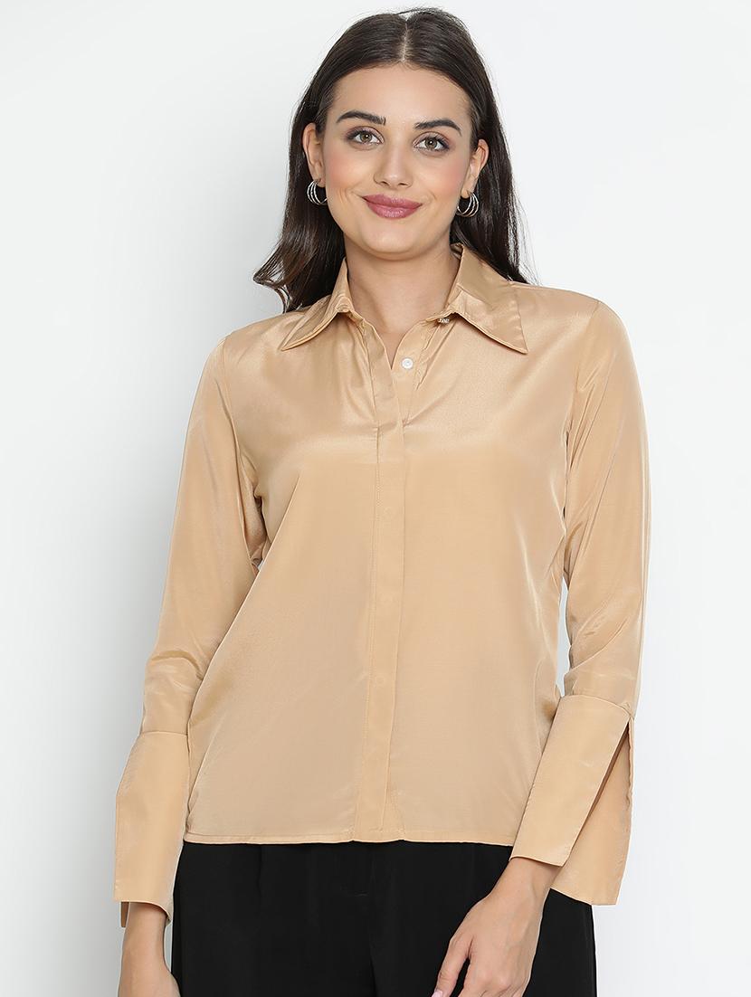beige solid a line top - 21399443 - Zoom Image - 0