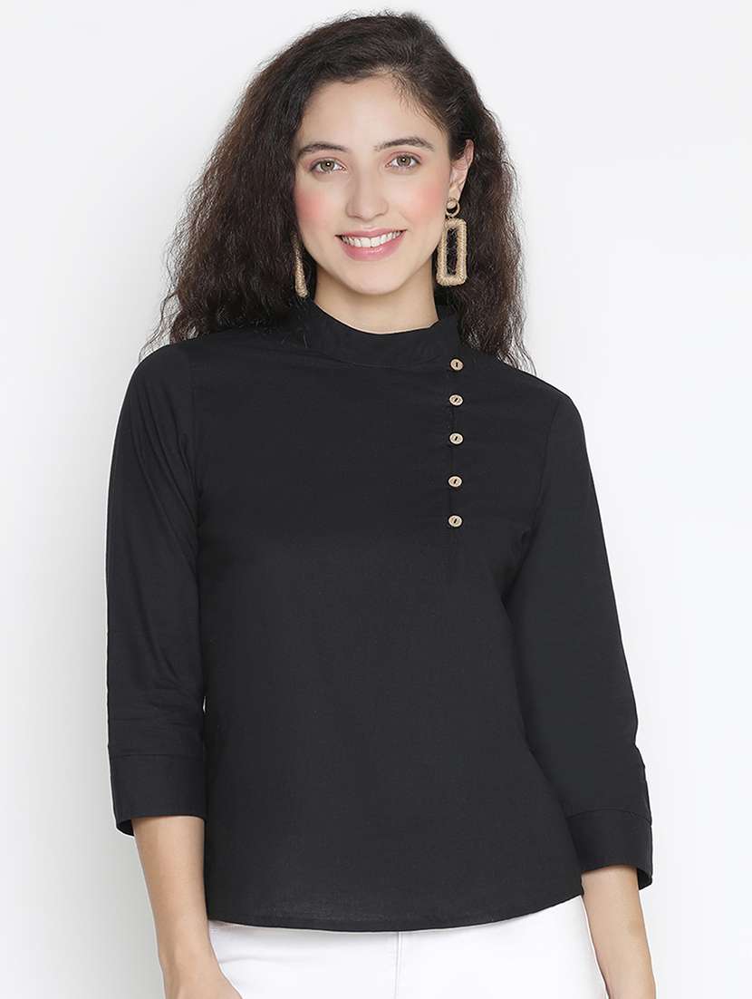 women black polyester regular top