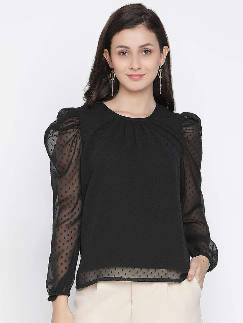 women black polyester regular top