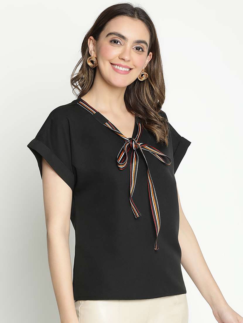 women black polyester regular top - 21399450 - Standard Image - 2