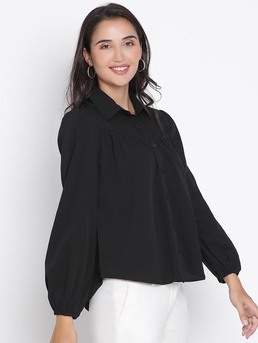 women black polyester regular shirt - 21399459 - Standard Image - 2