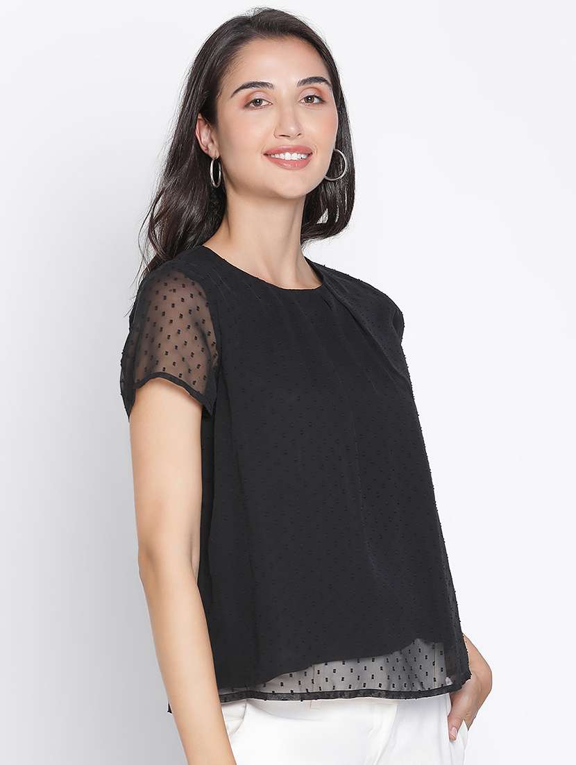 women black polyester a line top - 21399460 -  Standard Image - 2