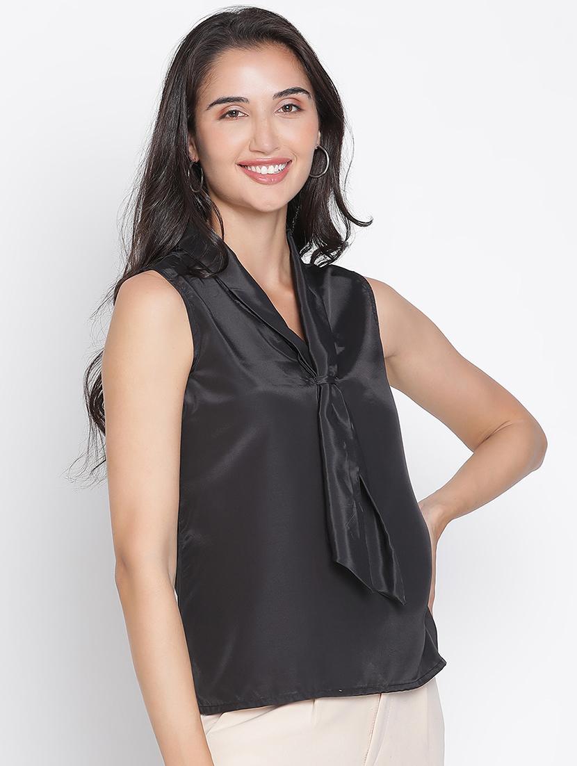 black solid regular top - 21399461 - Standard Image - 2