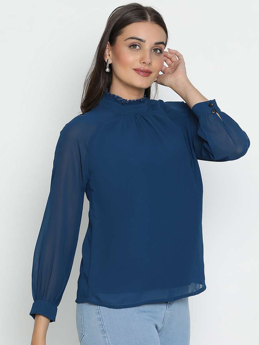 blue solid regular top - 21399481 -  Standard Image - 2