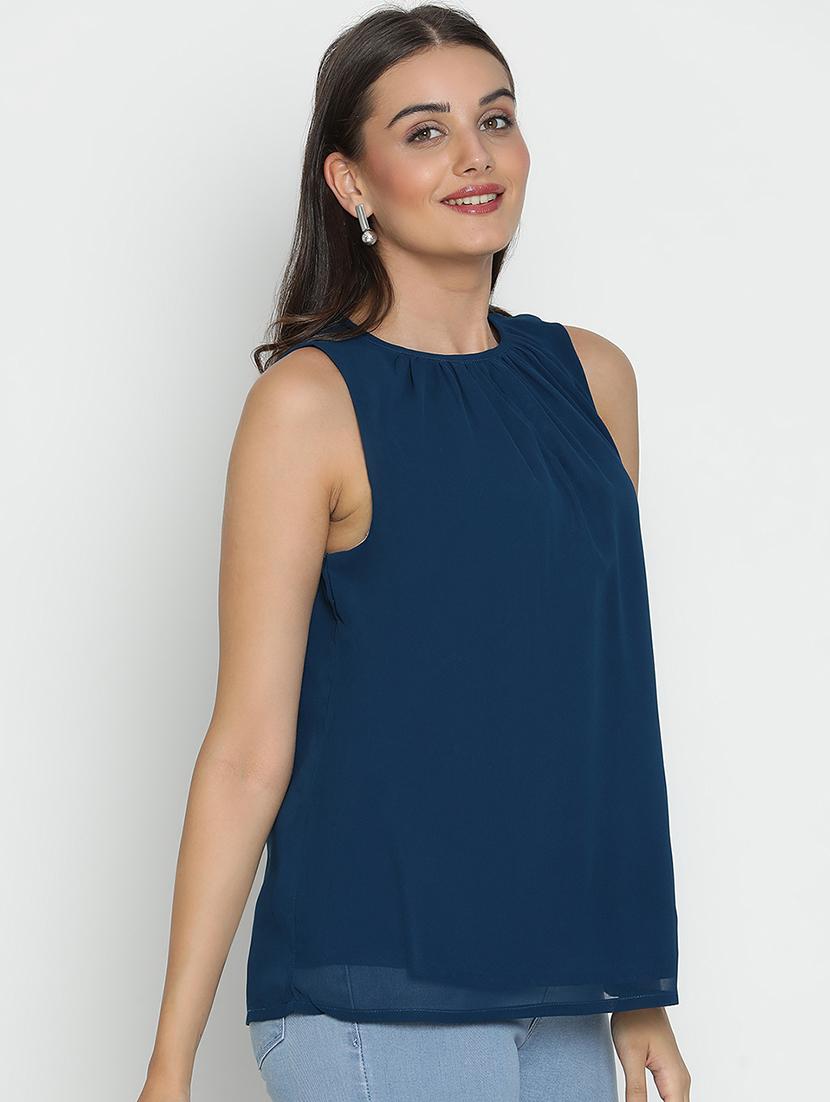 women blue polyester a line top - 21399482 - Standard Image - 2