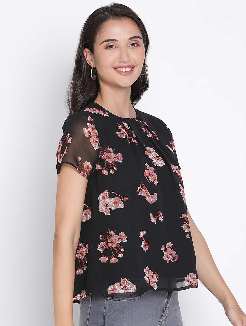 women black polyester a line top - 21399485 - Standard Image - 2