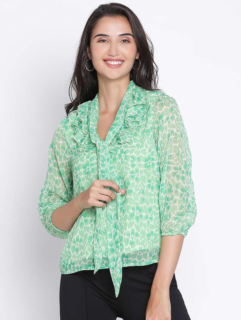 green printed regular top