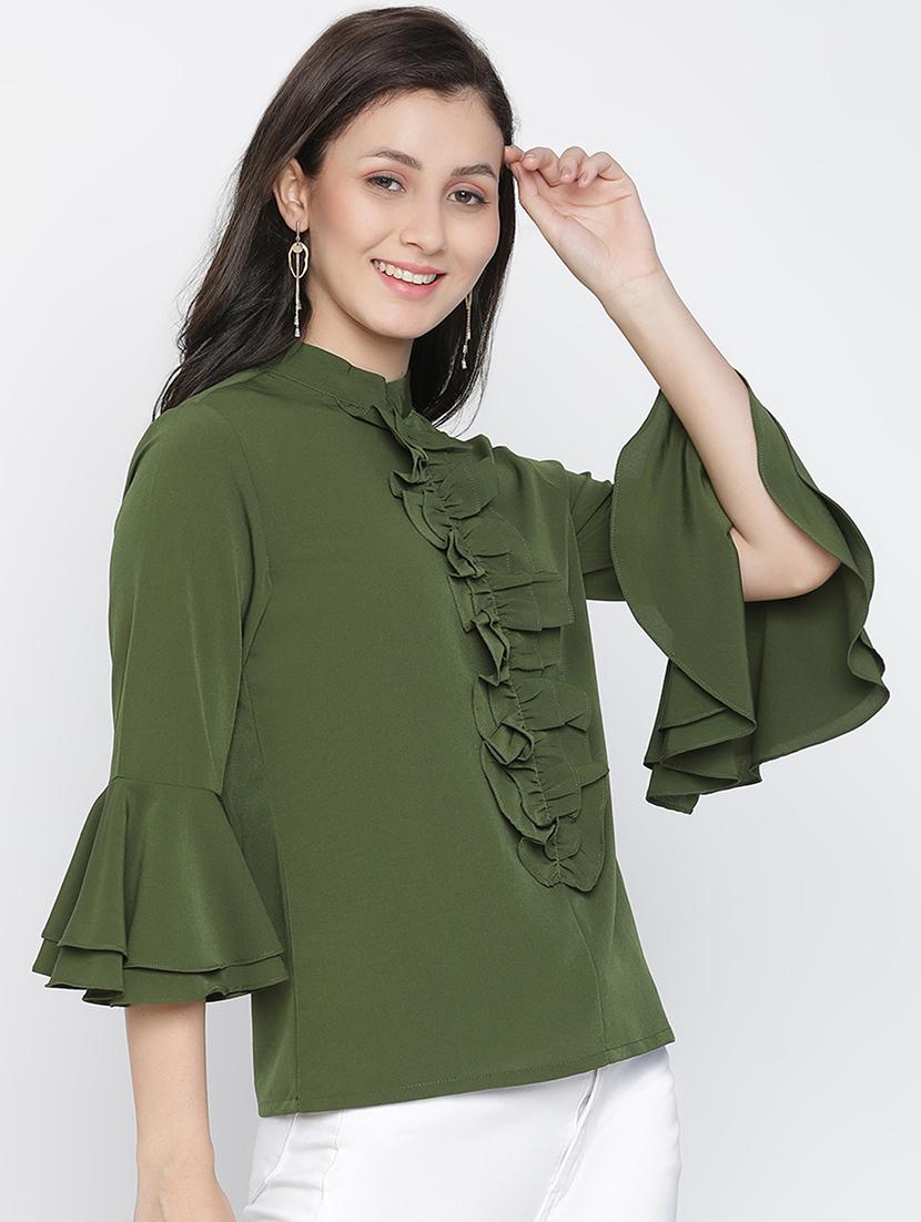 green solid regular top - 21399496 - Standard Image - 2