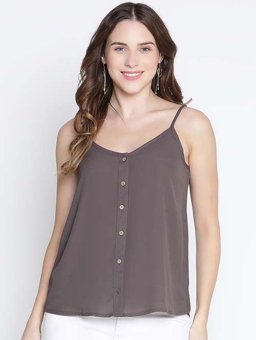 brown solid regular top - 21399502 -  Standard Image - 0