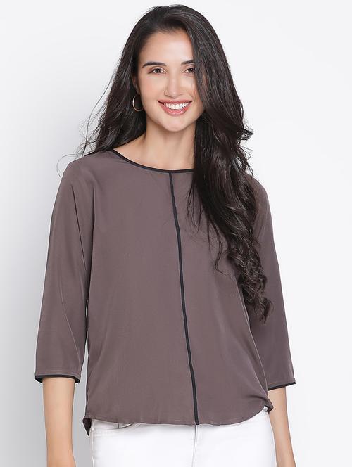 women grey polyester regular top - 21399506 - Standard Image - 0