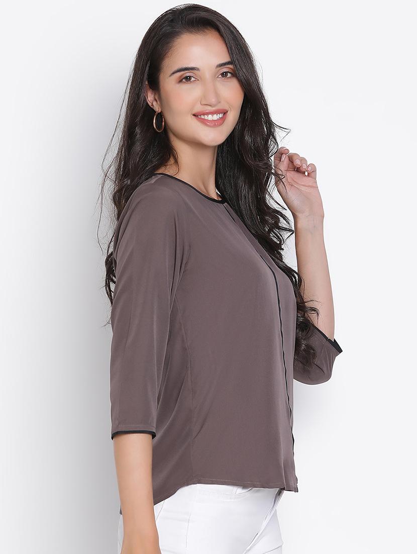 women grey polyester regular top - 21399506 - Standard Image - 2