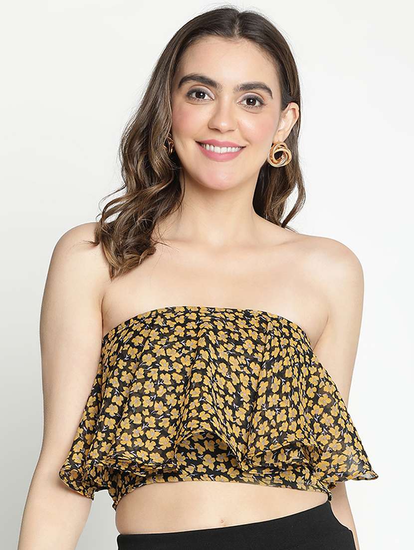 black floral printed crop top