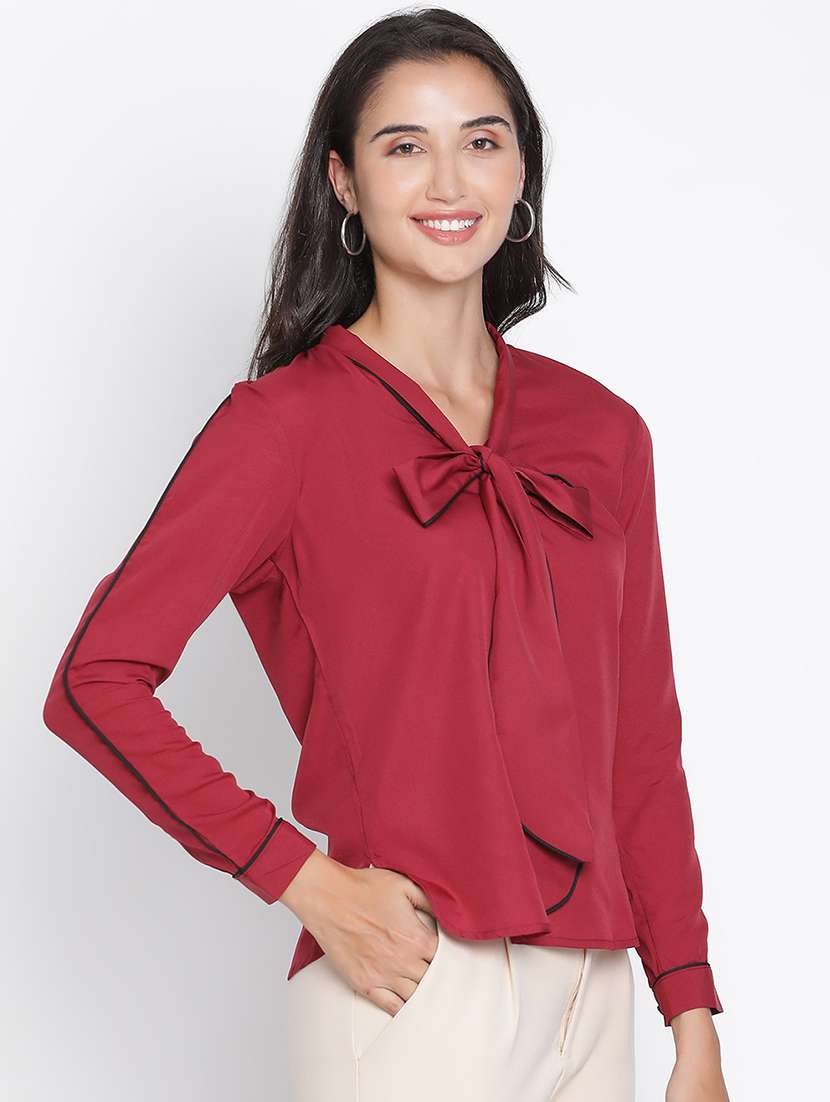women maroon polyester regular top - 21399510 - Standard Image - 2