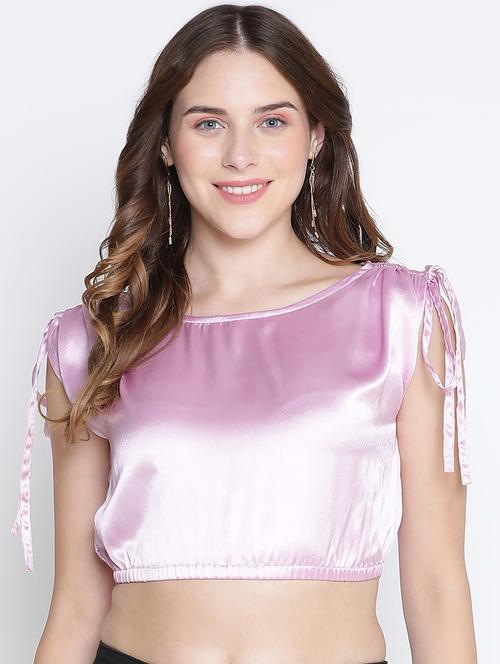 pink solid crop top - 21399514 - Standard Image - 0