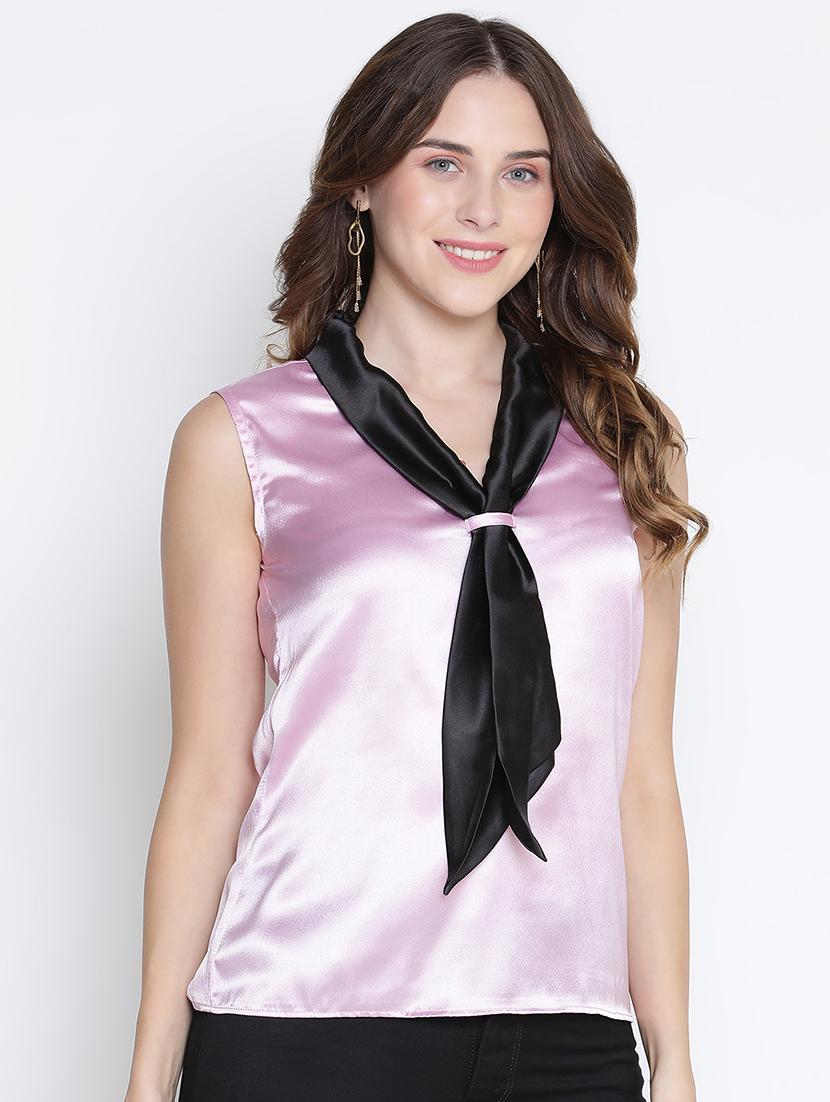 women pink polyester regular top - 21399516 - Standard Image - 2