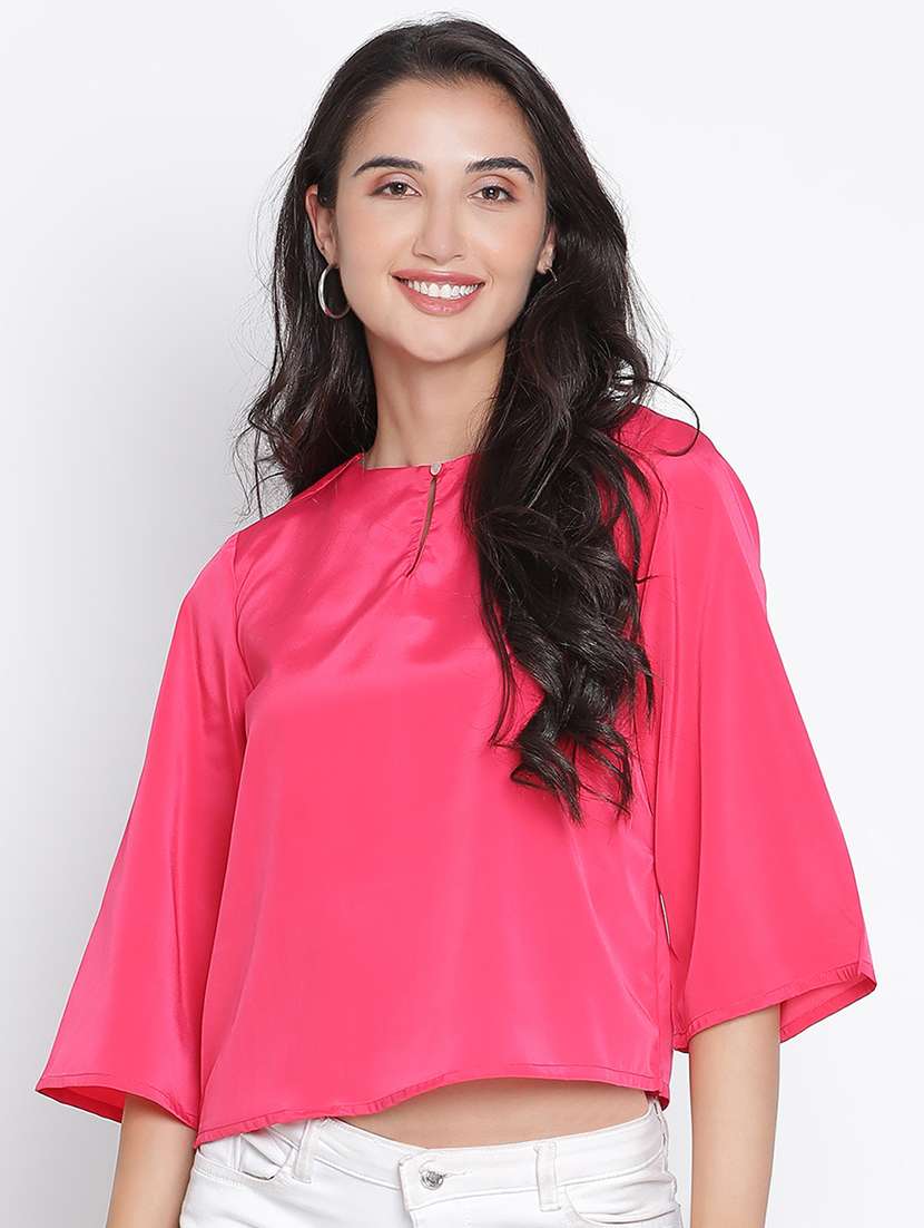 pink solid regular top