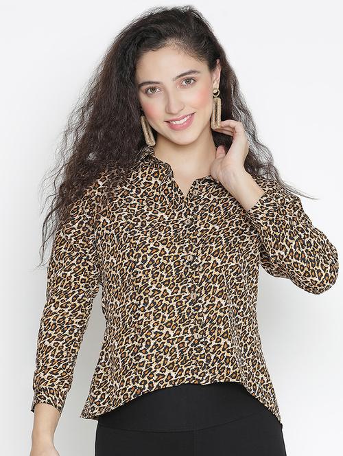 women beige polyester regular shirt - 21399525 -  Standard Image - 0