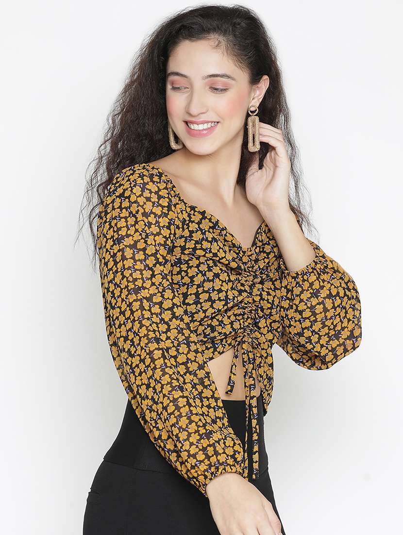 black floral printed crop top - 21399526 - Standard Image - 2