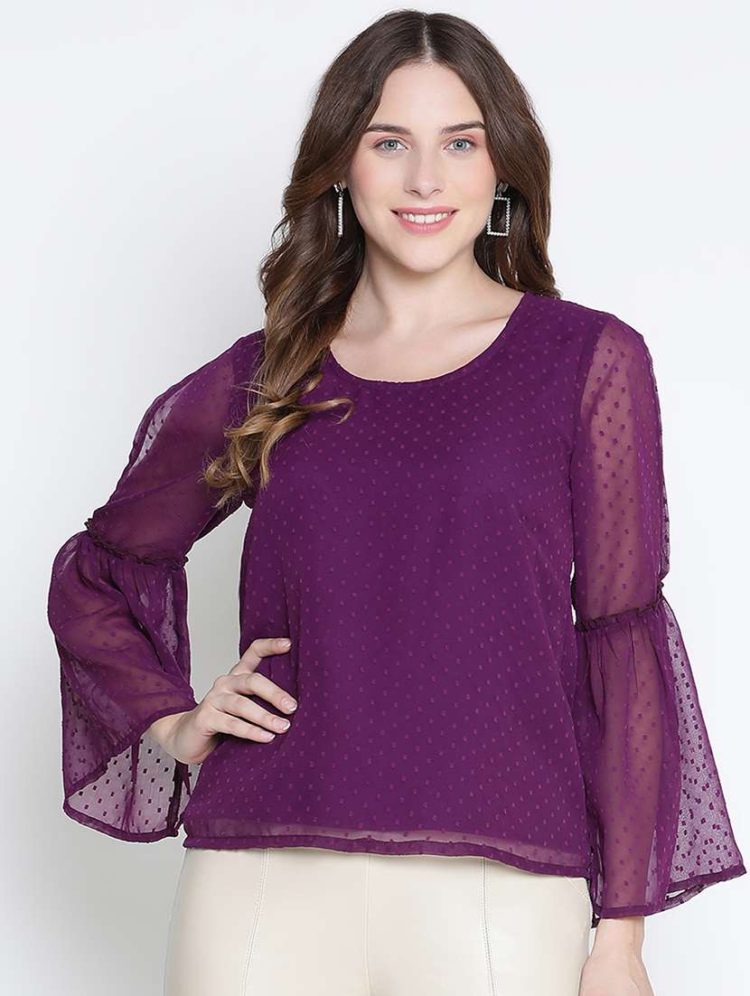 purple self-designed regular top