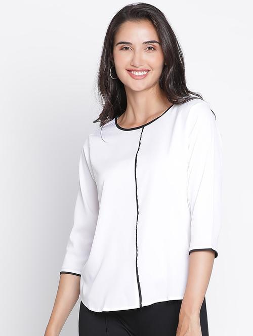 white solid regular top - 21399543 -  Standard Image - 0