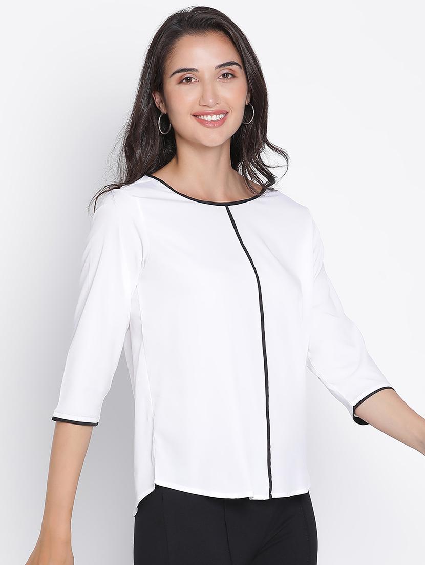 white solid regular top - 21399543 - Standard Image - 2