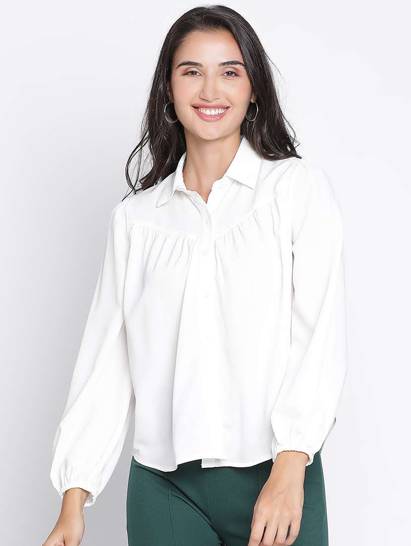 white solid shirt top