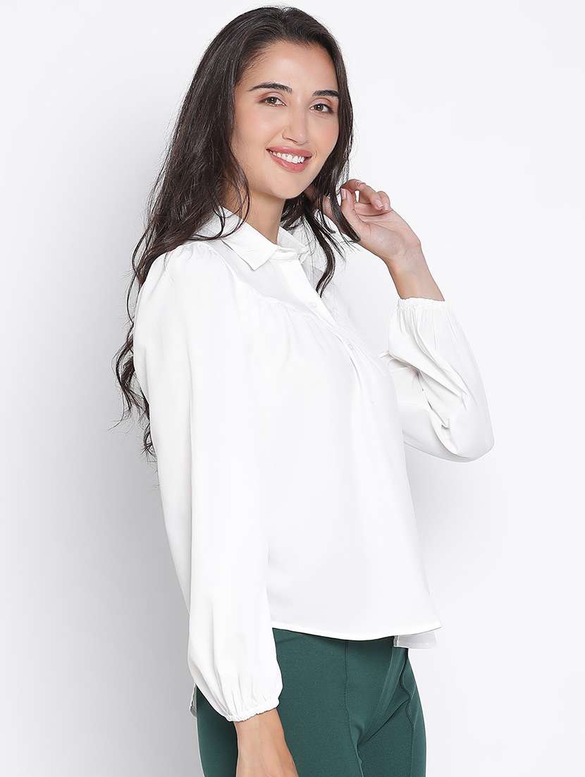 white solid shirt top - 21399544 - Standard Image - 2