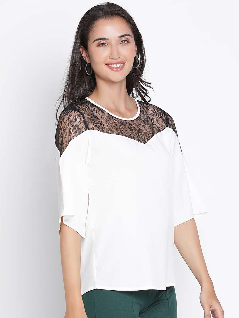 women white polyester regular top - 21399545 -  Standard Image - 2