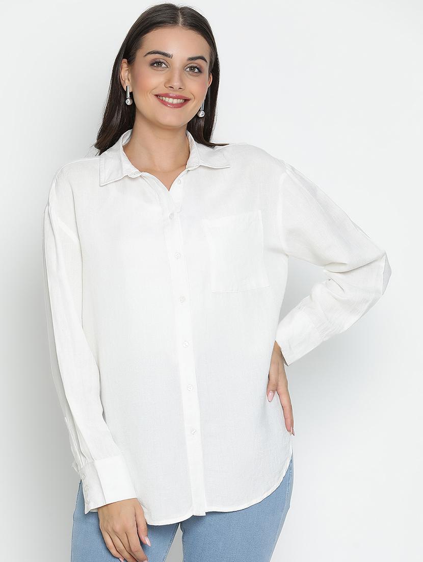 women white polyester boxy shirt - 21399547 - Zoom Image - 0