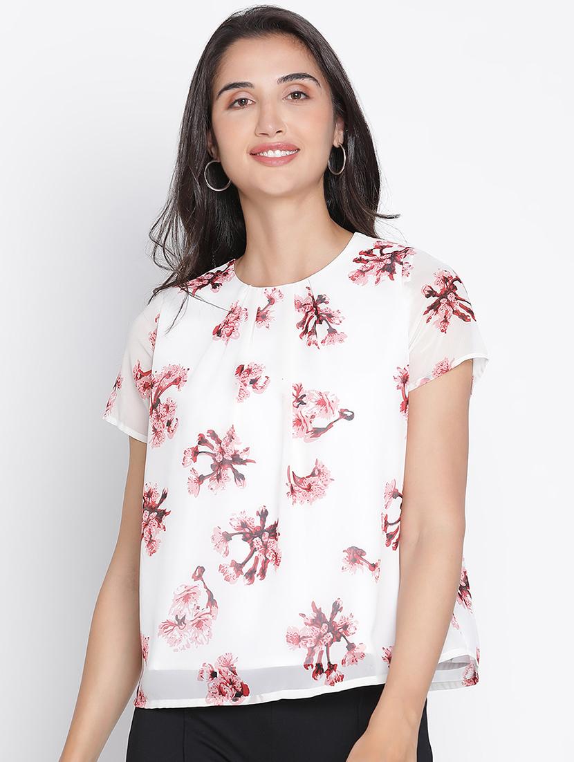 white floral printed regular top - 21399548 -  Zoom Image - 0